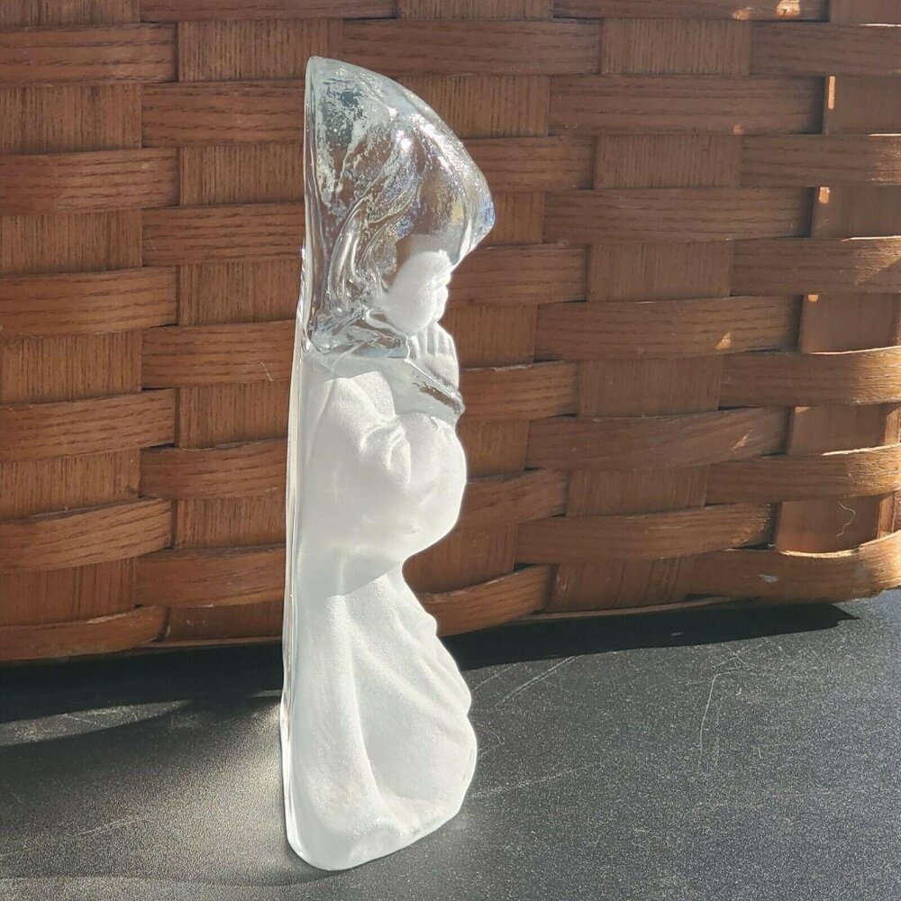 Praying Girl Figurine Bookend paper weight vintage Viking Glass frosted satin Ne - Picture 2 of 10